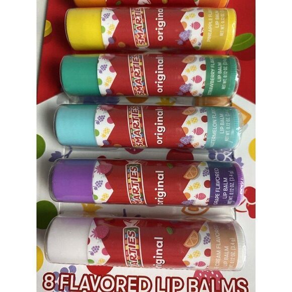 8 Pack TASTE BEAUTY SMARTIES FLAVORED Lip Balms Assorted Fruit Flavors NEW - Picture 4 of 14